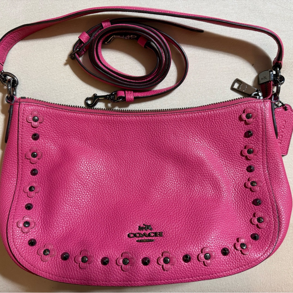 Coach Pink Leather Shoulder Bag w/ matching tiny purse